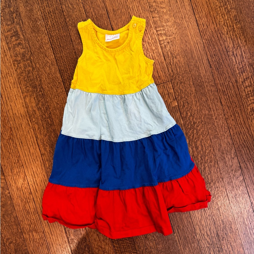Hanna Andersson Yellow Blue Red Tiered Cotton Dress